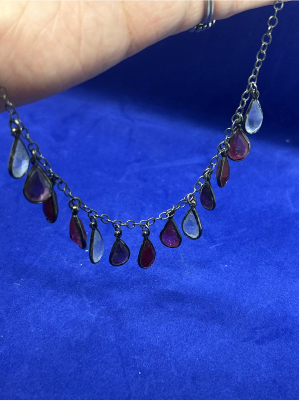 Women's Unbranded Teardrop Charm Necklace One Size Silver Multi-color